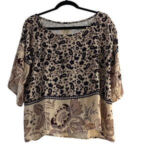 NWT chaser silk viscose boho Floral Print Women's Top